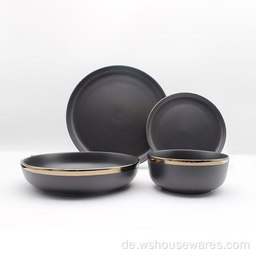 Großhandel Luxus Porzellan Gold Rim Ceramic Tablay -Sets